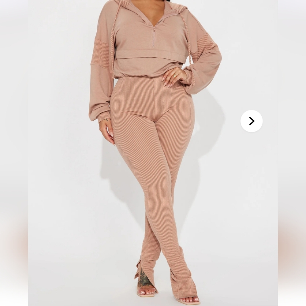 Fashion Nova Ribbed Beige Skinny Pants